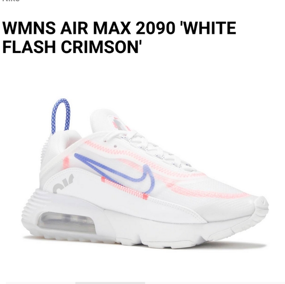 🧁 EUC Nike Air Max 2090 White Flash/Crimson  4/2020 Ladie's Running Shoe, 6.5 - Picture 3 of 16